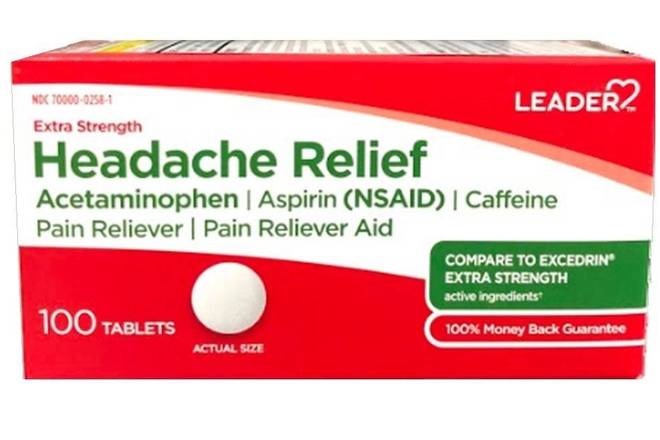Order Leader Extra Strength Headache Relief food online from Trio Pharmacy store, Columbus on bringmethat.com