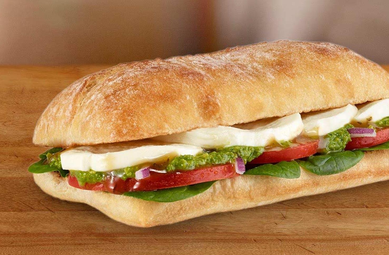 Order Caprese Ciabatta Sandwich food online from Caffe Bene store, Jackson Heights on bringmethat.com