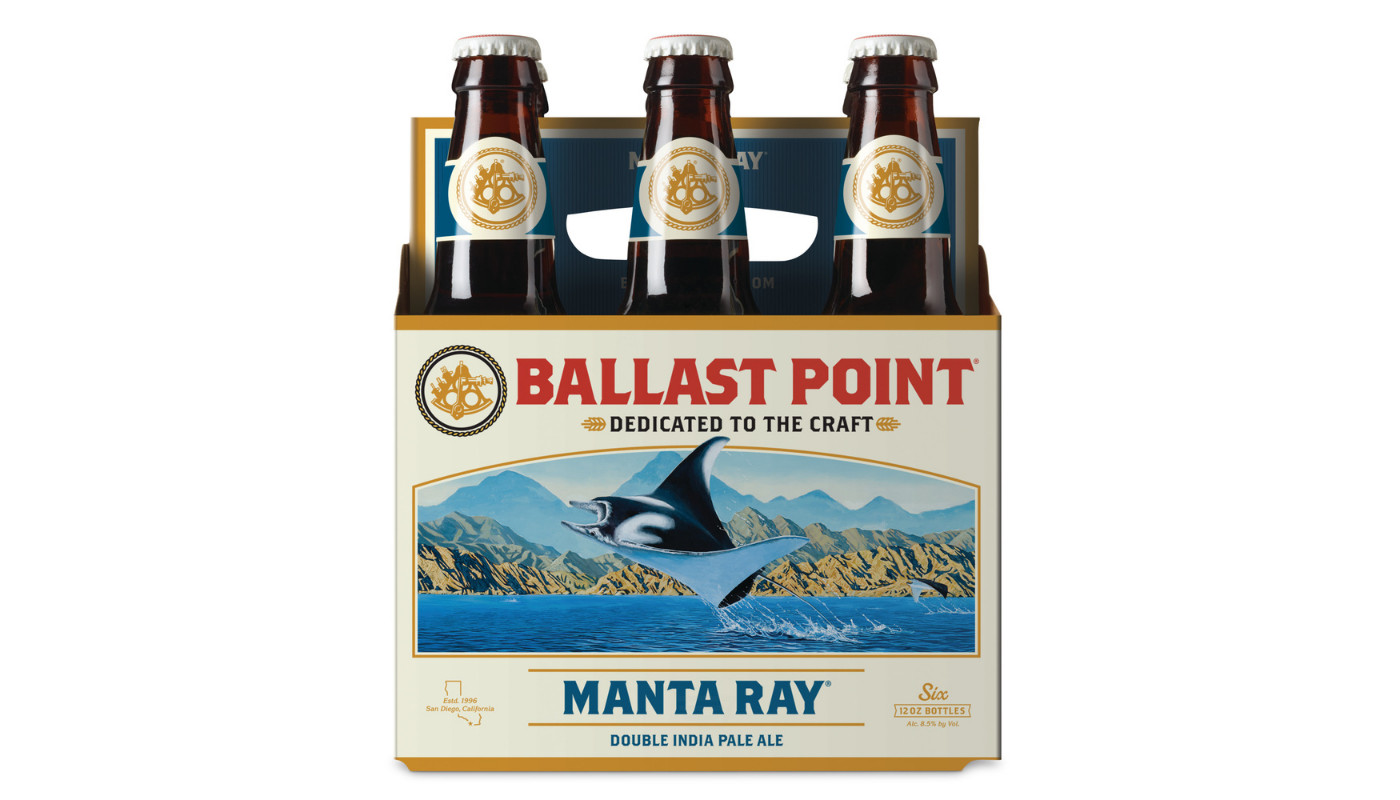 Order Ballast Point Manta Ray Double IPA 6 Pack 12 oz Bottles food online from P & B Liquor & Fine Wine store, Long Beach on bringmethat.com