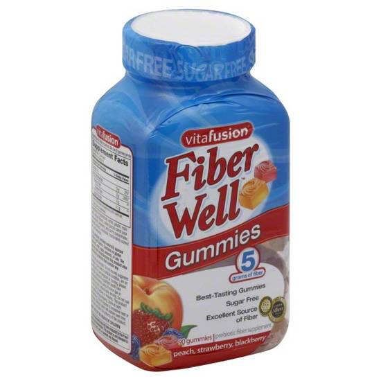 Order VitaFusion Fiber Well Fiber Supplement Prebiotic Gummies Peach Strawberry Blackberry (90 ct) food online from Rite Aid store, EXETER on bringmethat.com