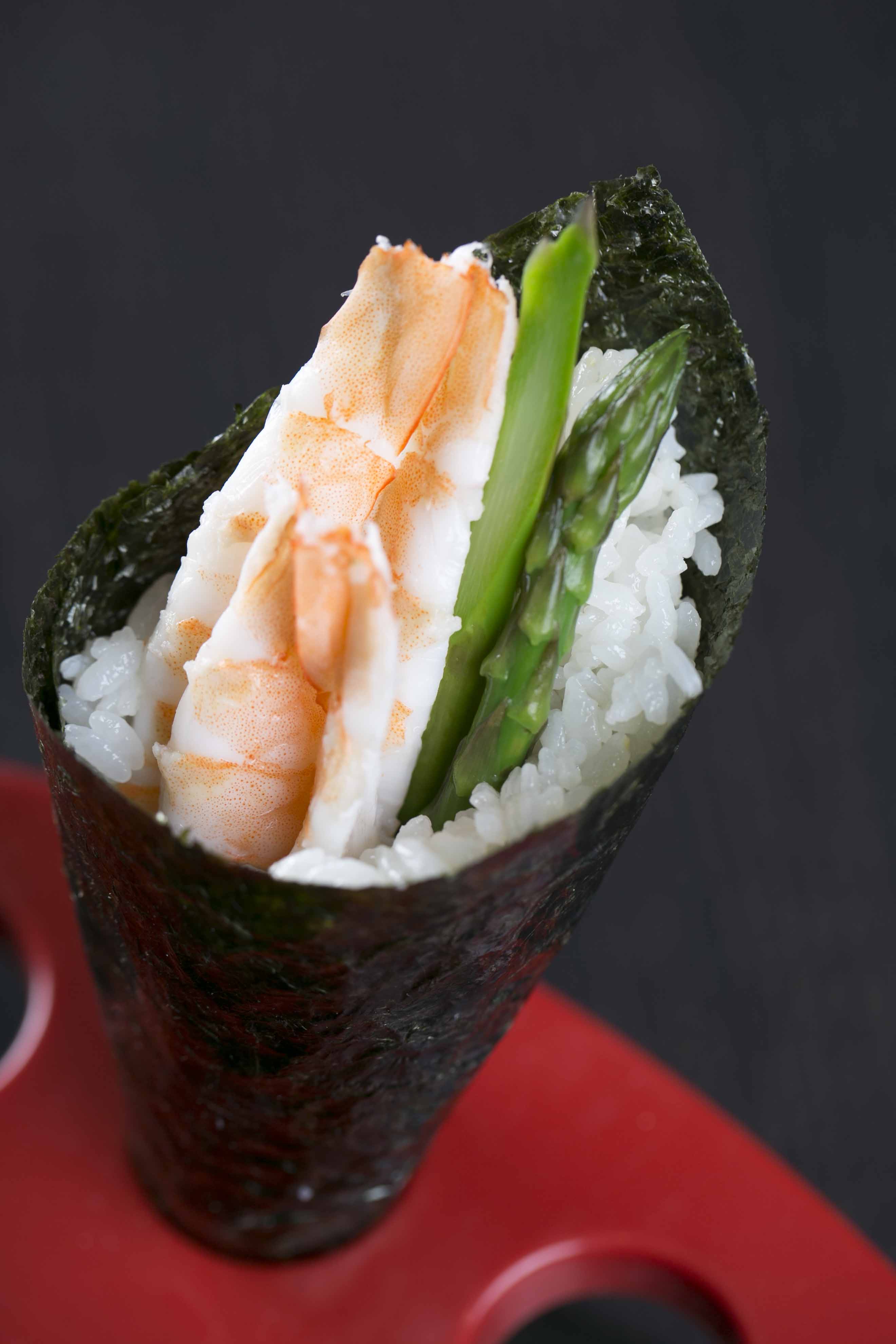 Order H3. Shrimp Asparagus Hand Rol food online from Icho Izakaya Fusion Cuisine store, Temple City on bringmethat.com
