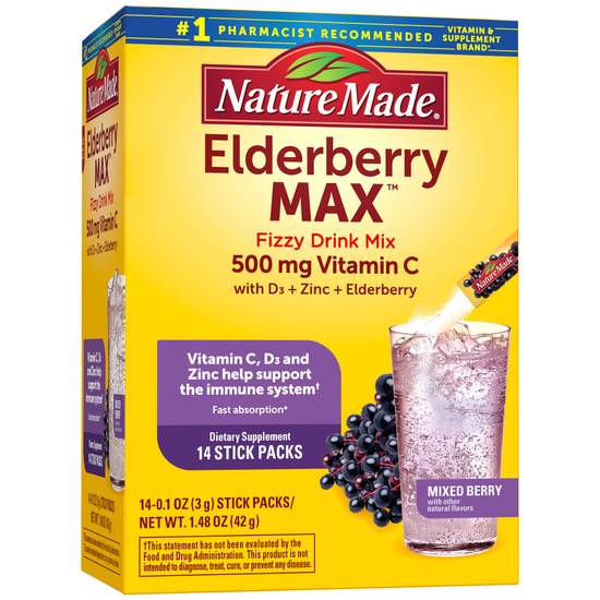 Order Nature Made Elderberry Max Fizzy Drink Mix Packets (14 ct) food online from Rite Aid store, Palm Desert on bringmethat.com