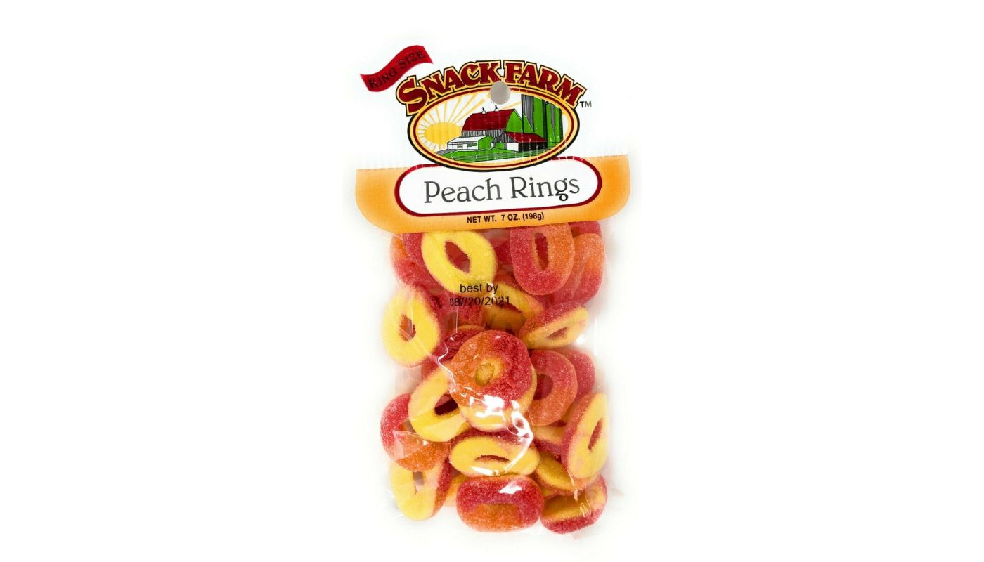 Order Snackfarm Peach Rings 7oz Bag food online from JR Food Mart store, Camarillo on bringmethat.com