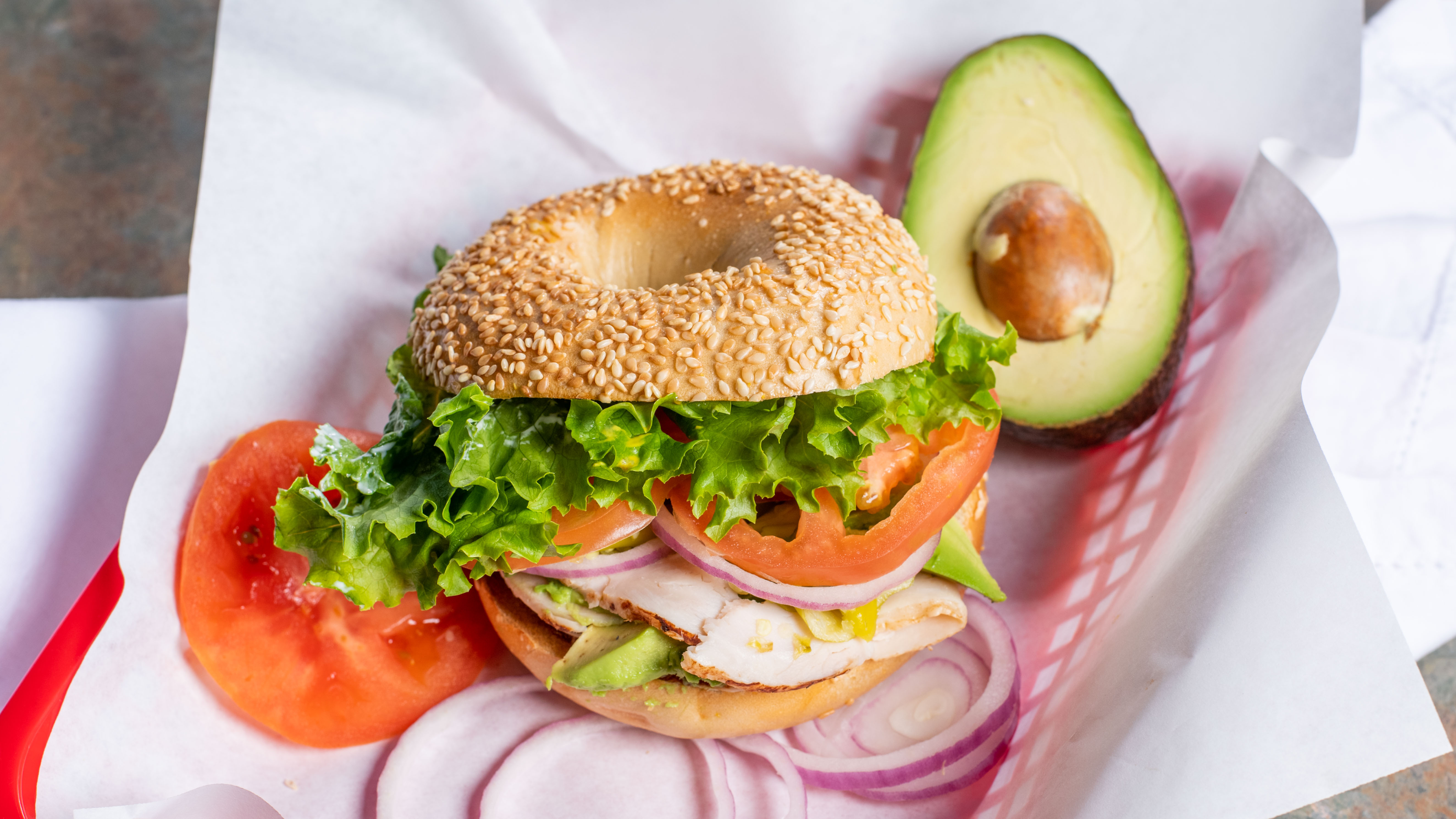 Order Turkey Avocado Sandwich food online from House Of Bagels And Cafe store, Scotts Valley on bringmethat.com