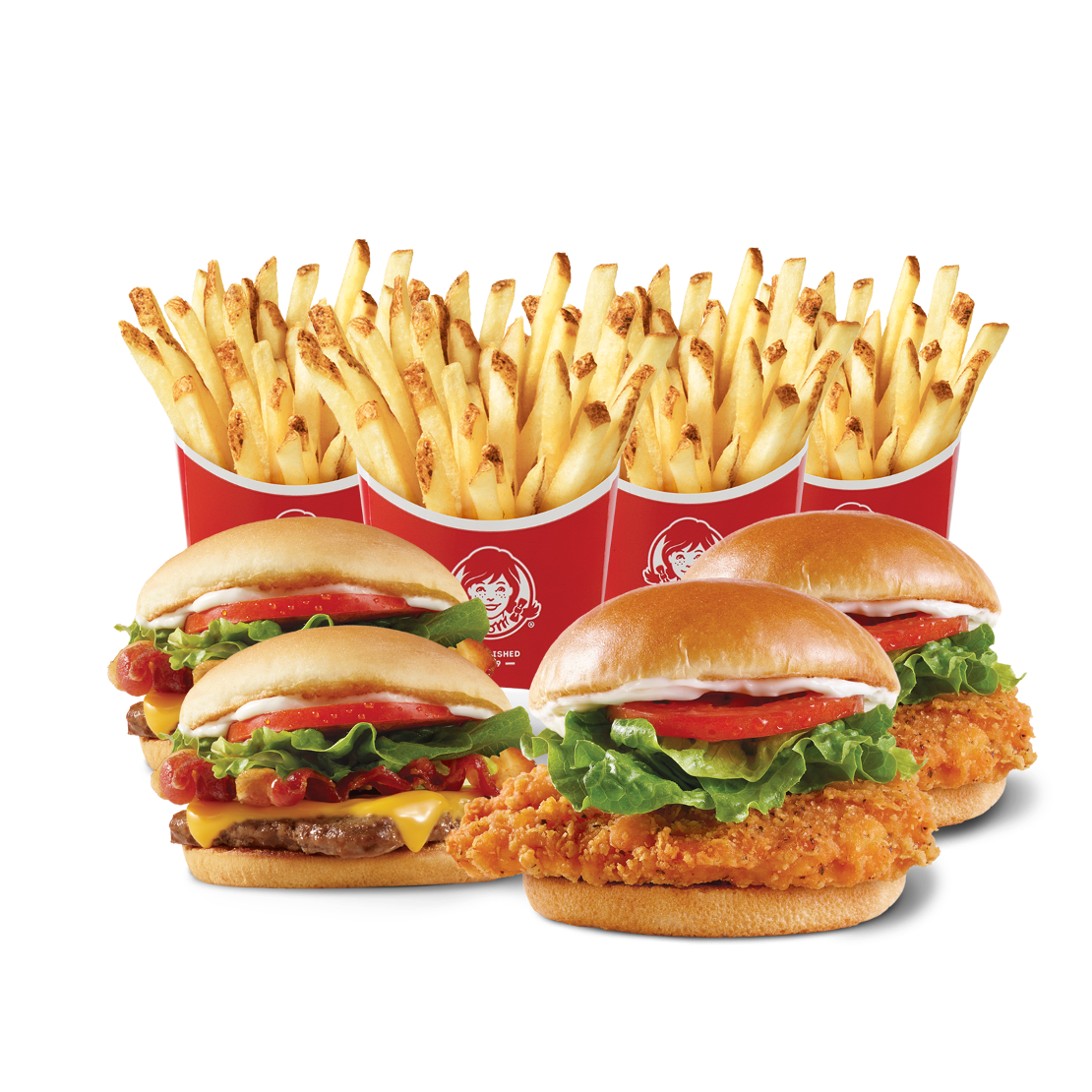 Order 2 Spicy Chickens, 2 JBCs & 4 SM Fries food online from Wendy store, Lincoln on bringmethat.com