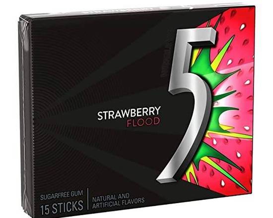 Order Wrigleys 5 Strawberry Flood Chewing Gum 15 Pieces  food online from Pit Stop Liquor Mart store, El Monte on bringmethat.com