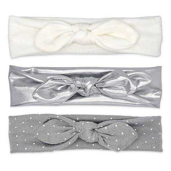 Order Khristie® Size 0-36M 3-Pack Metallic and Knit Bow Headbands food online from Bed Bath & Beyond store, Lancaster on bringmethat.com