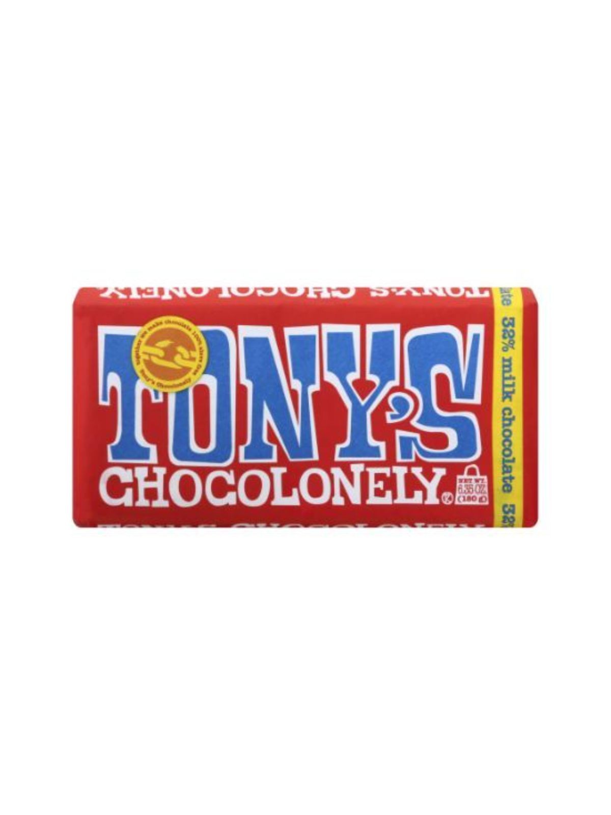 Order Tony's Chocolonely 32% Milk Chocolate Bar (6.3 oz) food online from Stock-Up Mart store, Marietta on bringmethat.com
