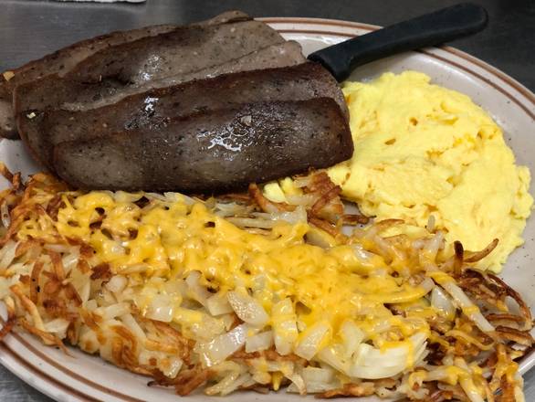 Order Gyro Meat and (2) Eggs food online from Judy's Cafe store, Garland on bringmethat.com