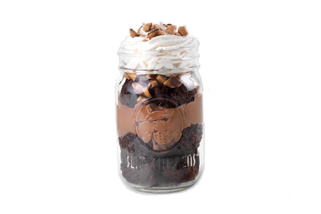 Order Chocolate Brownie Pudding Jar Dessert food online from Slim Chickens store, Lubbock on bringmethat.com