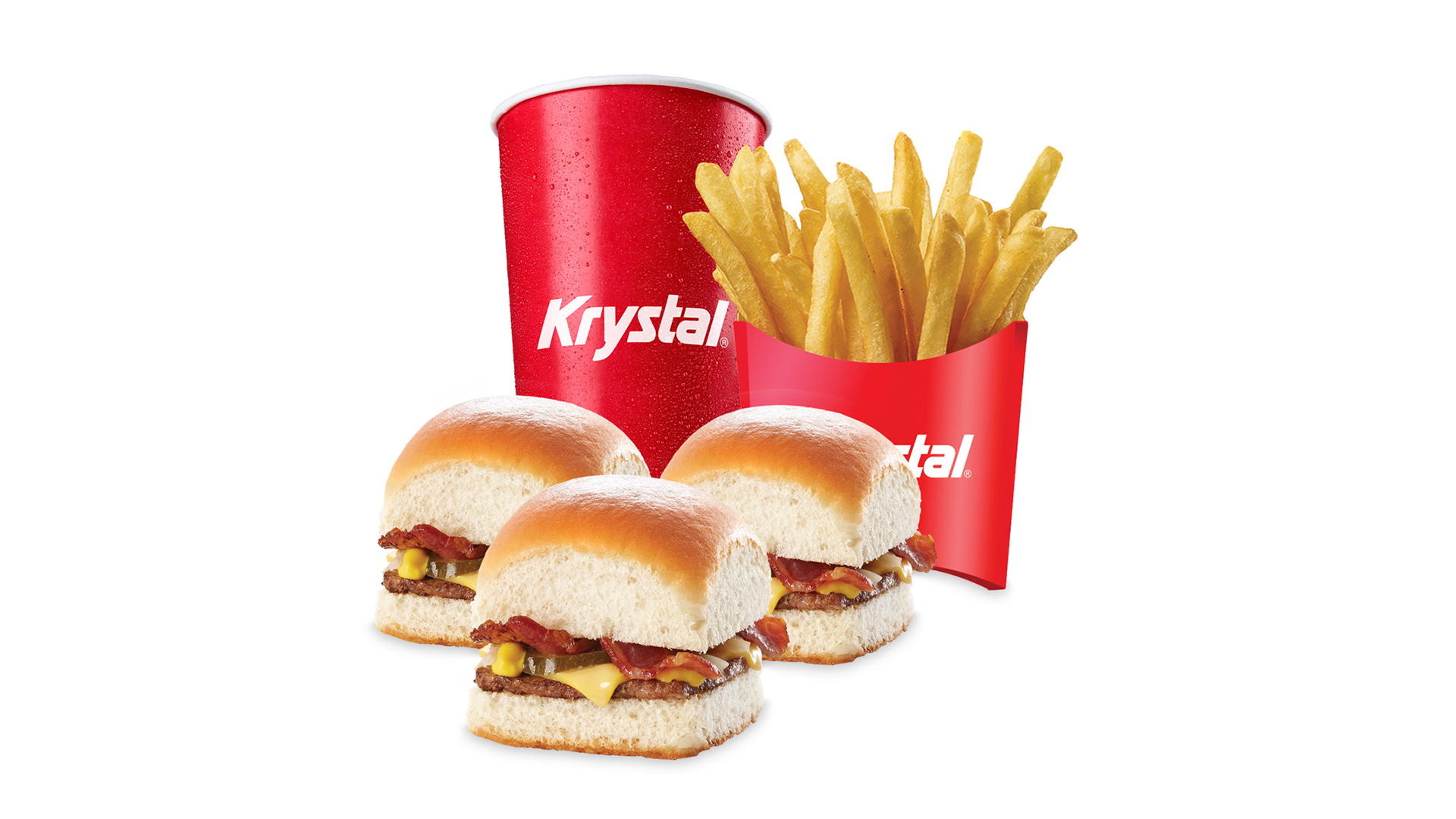 Order 4. Three Bacon & Cheese Krystals Combo food online from Krystal store, Meridian on bringmethat.com