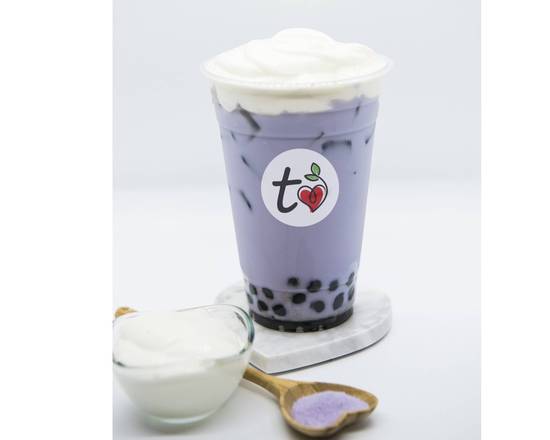 Order Taro Over Ice (w/ salted cream mousse & honey boba) food online from TeaLove Ontario store, Ontario on bringmethat.com
