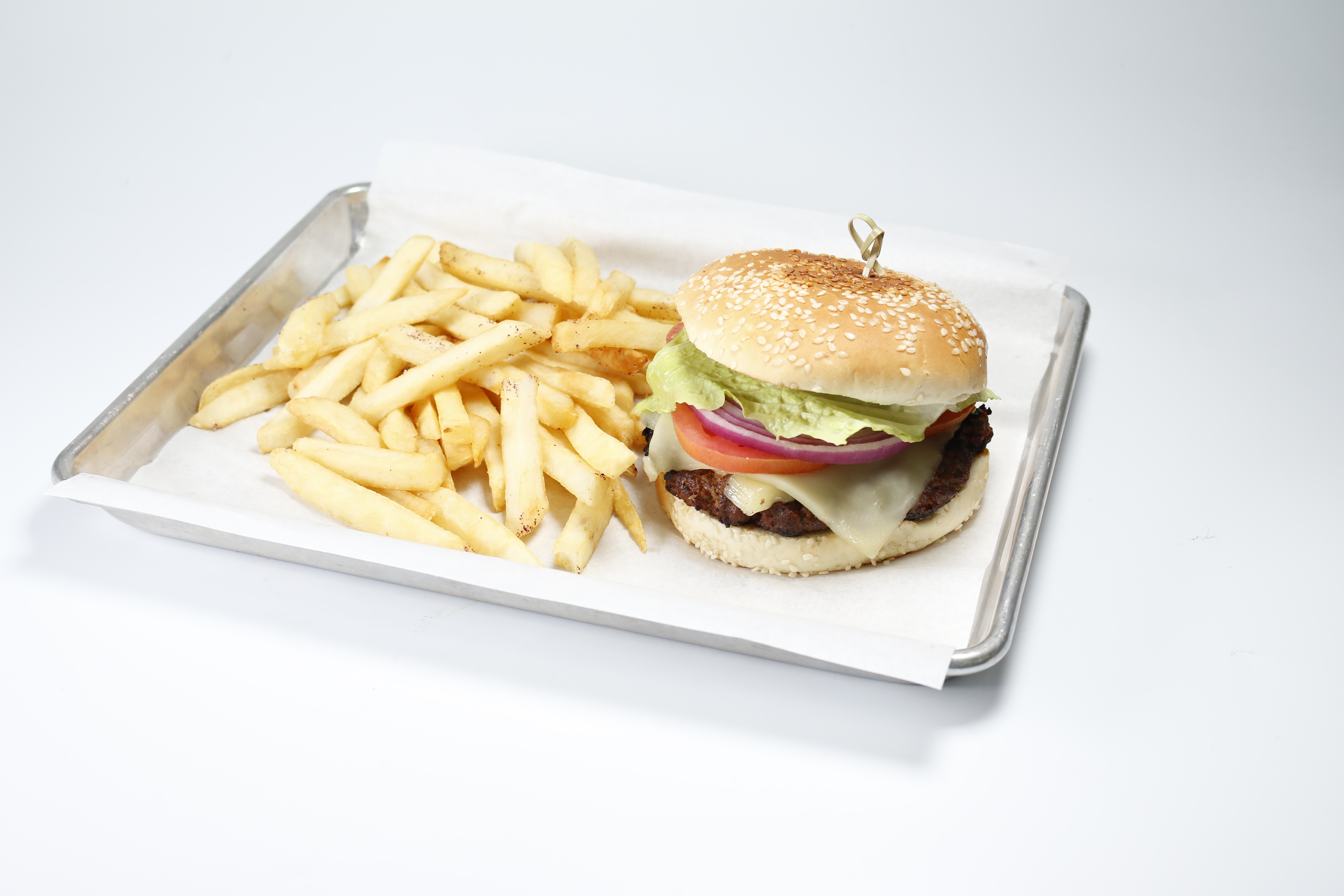 Order Lamb Burger with Fries  food online from Wing Pop By Gyro Express store, San Francisco on bringmethat.com