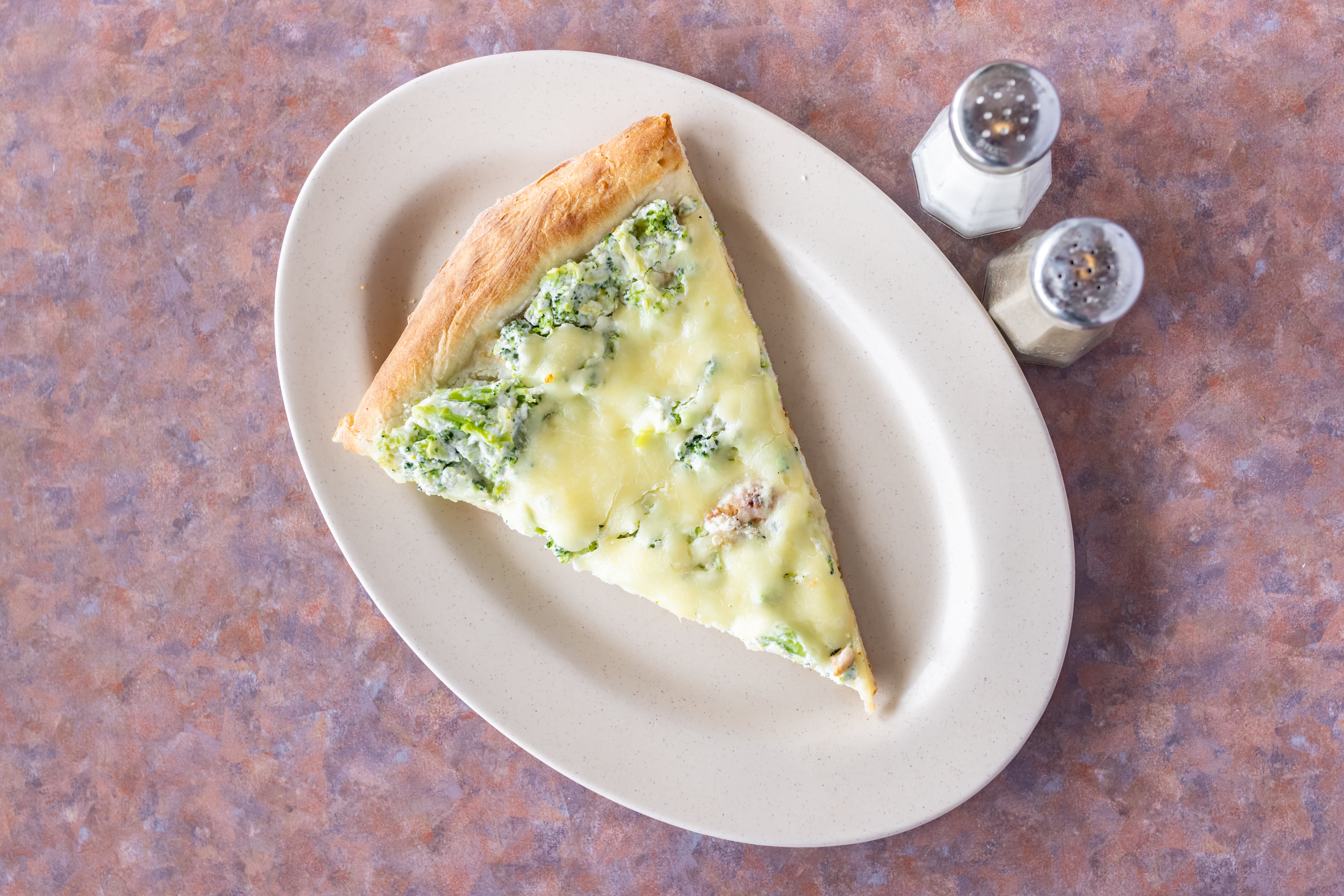 Order White Pizza with Broccoli - Medium 14" food online from Frank's Pizza & Italian Restaurant store, Blairstown on bringmethat.com