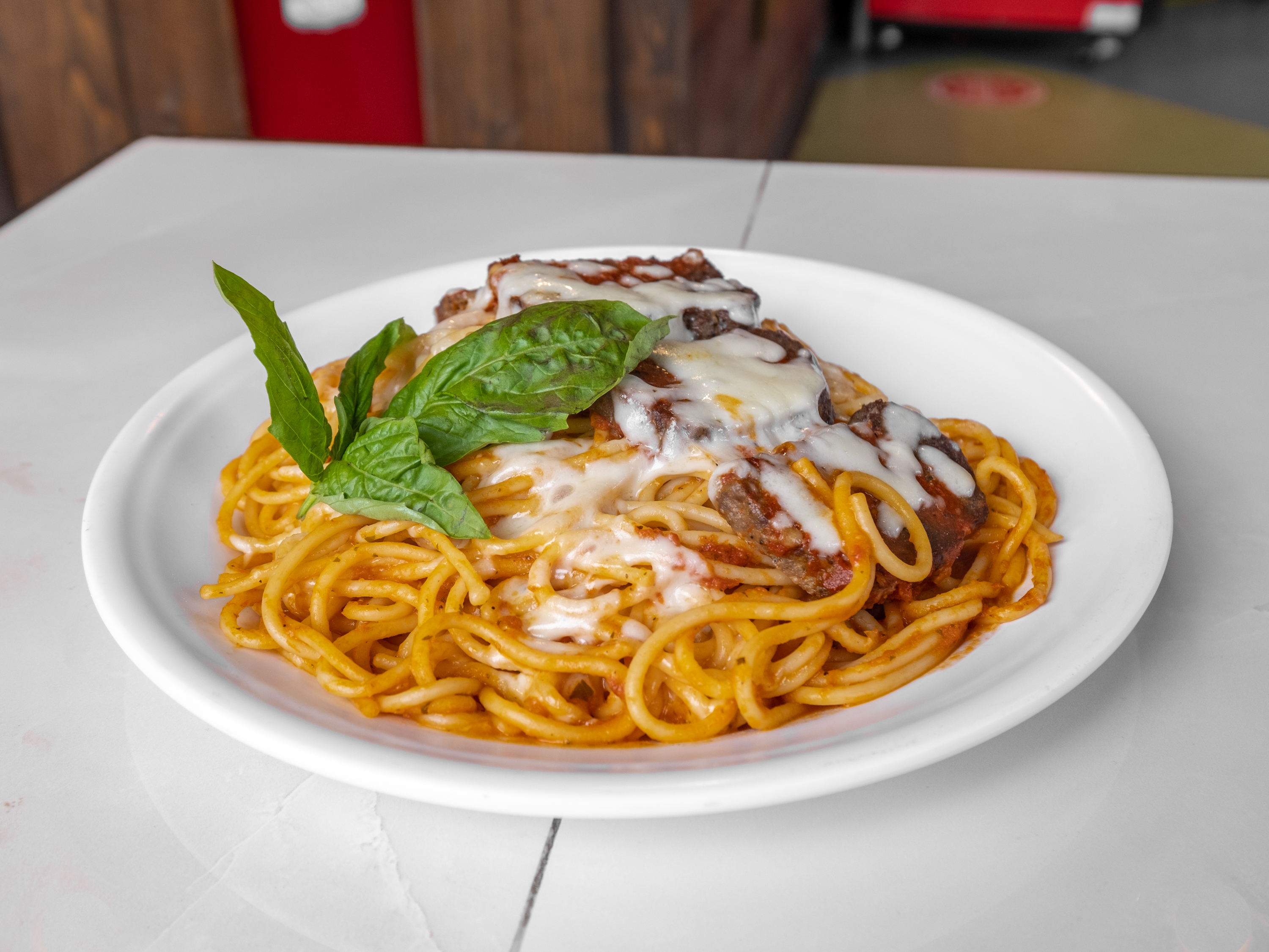 Order spaghetti with meat sauce food online from New Yorker Pizza store, Leesburg on bringmethat.com