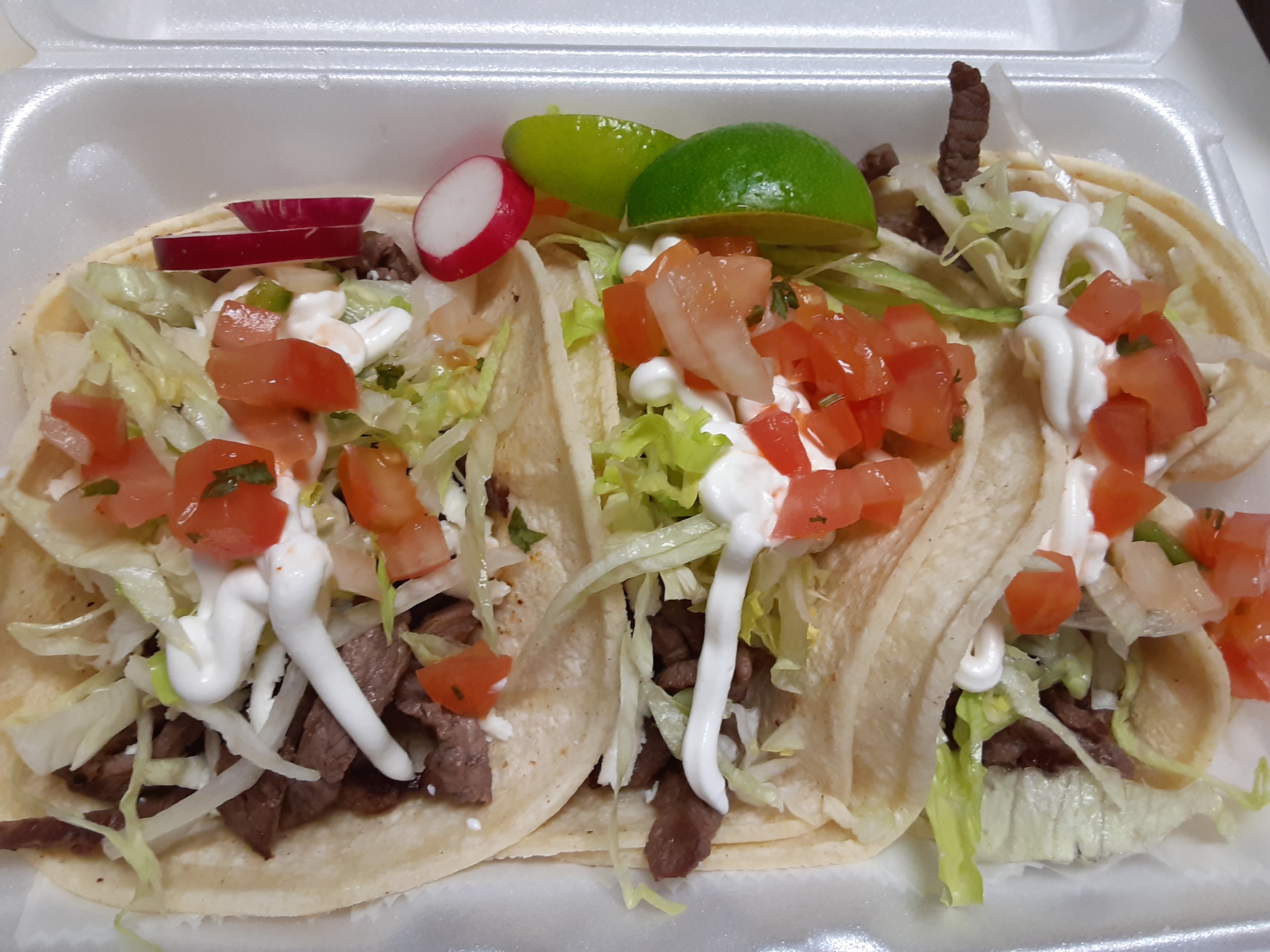 Order 18. Bistec Taco Rancheros food online from El Chilito Loco store, Philadelphia on bringmethat.com