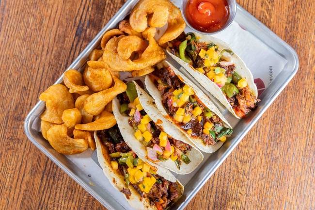 Order Spicy Jerk Chicken Tacos food online from The Metropolitan store, North Wales on bringmethat.com