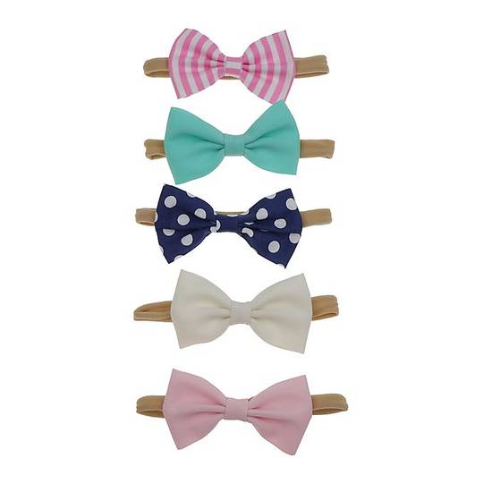 Order Capelli® 5-Piece Size 0-24M Solid and Pattern Bow Headwrap Set food online from Bed Bath & Beyond store, Lancaster on bringmethat.com