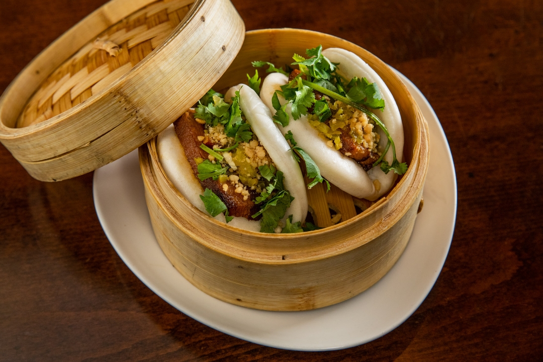 Order +Pork Belly Buns (2pc) food online from Han Dynasty store, New York on bringmethat.com