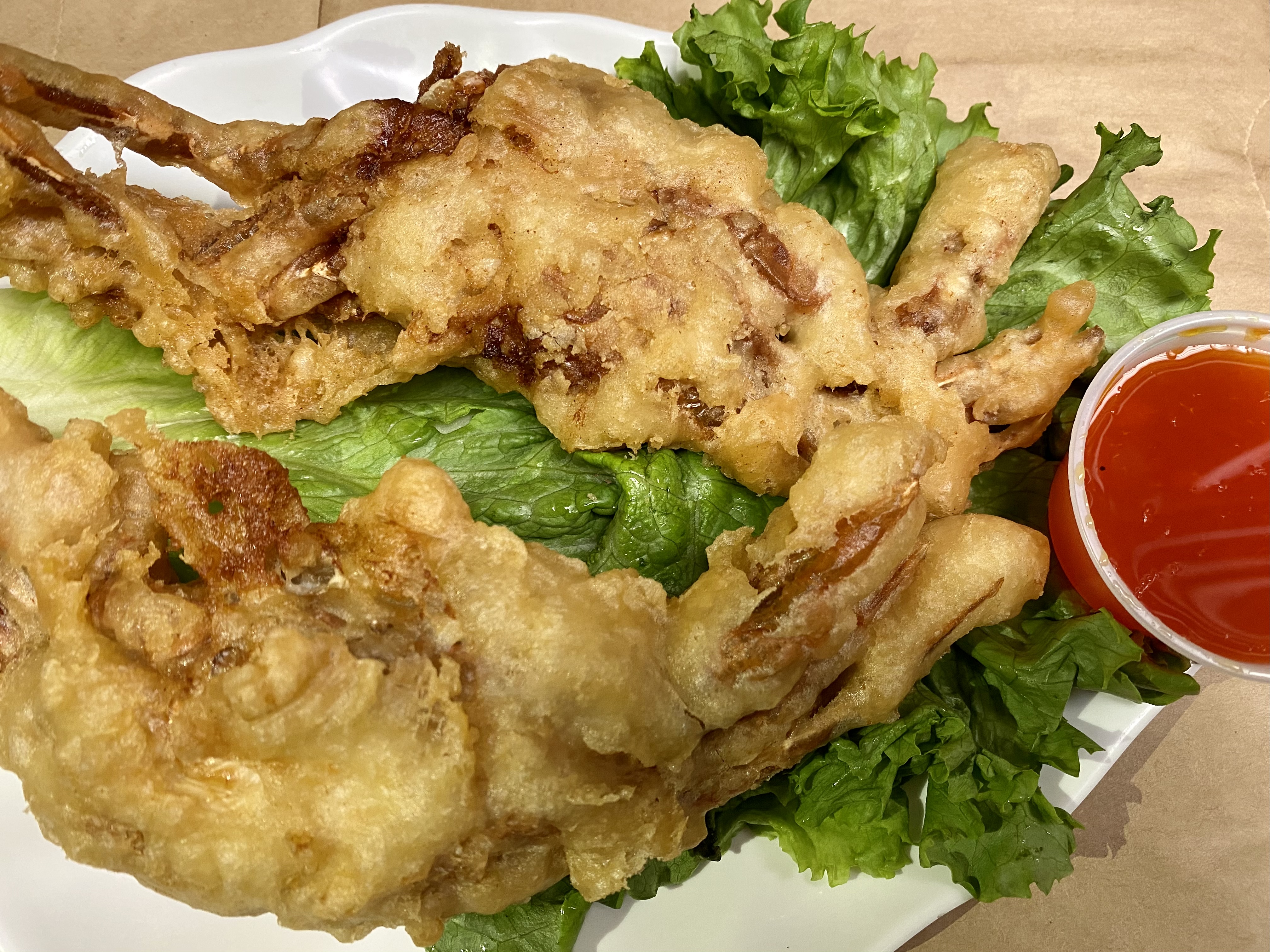 Order Soft Shell Crab (2 piece) food online from Min Min Asian Cafe store, Chicago on bringmethat.com