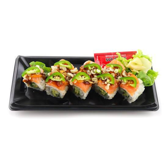 Order Crunchy Salmon Roll food online from Genji Sushi store, Campbell on bringmethat.com