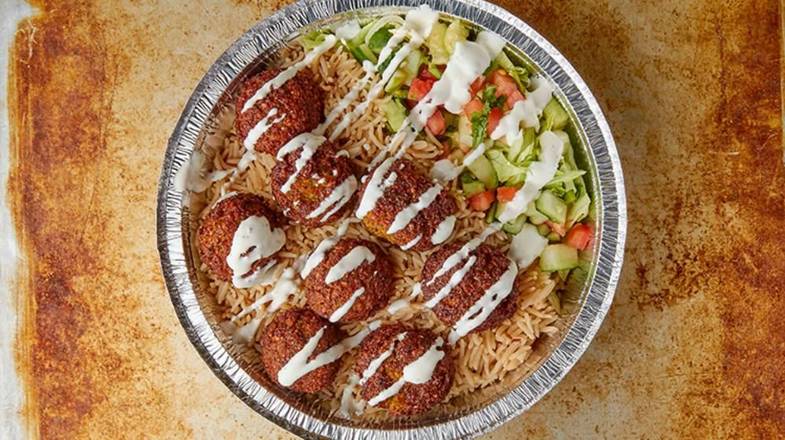 Order Falafel Over Rice food online from Naz's Halal Food To Go store, Brentwood on bringmethat.com