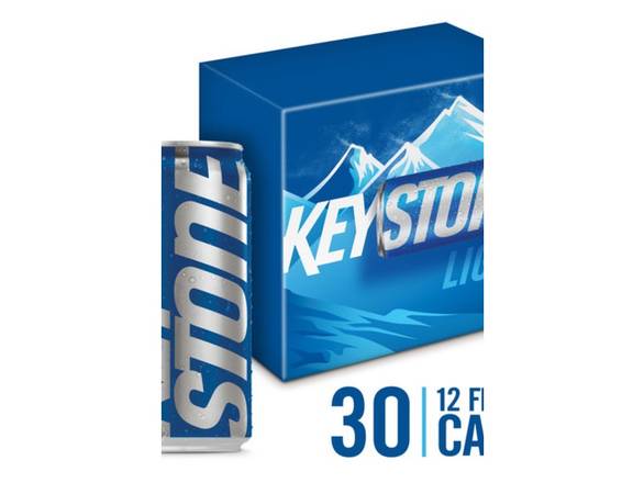 Order Keystone Light American Lager Beer - 30x 12oz Cans food online from Wine Expo store, Santa Monica on bringmethat.com