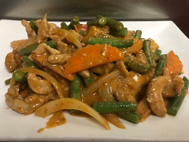 Order 77. Pad Prig Khing* food online from Thailand Restaurant store, Modesto on bringmethat.com