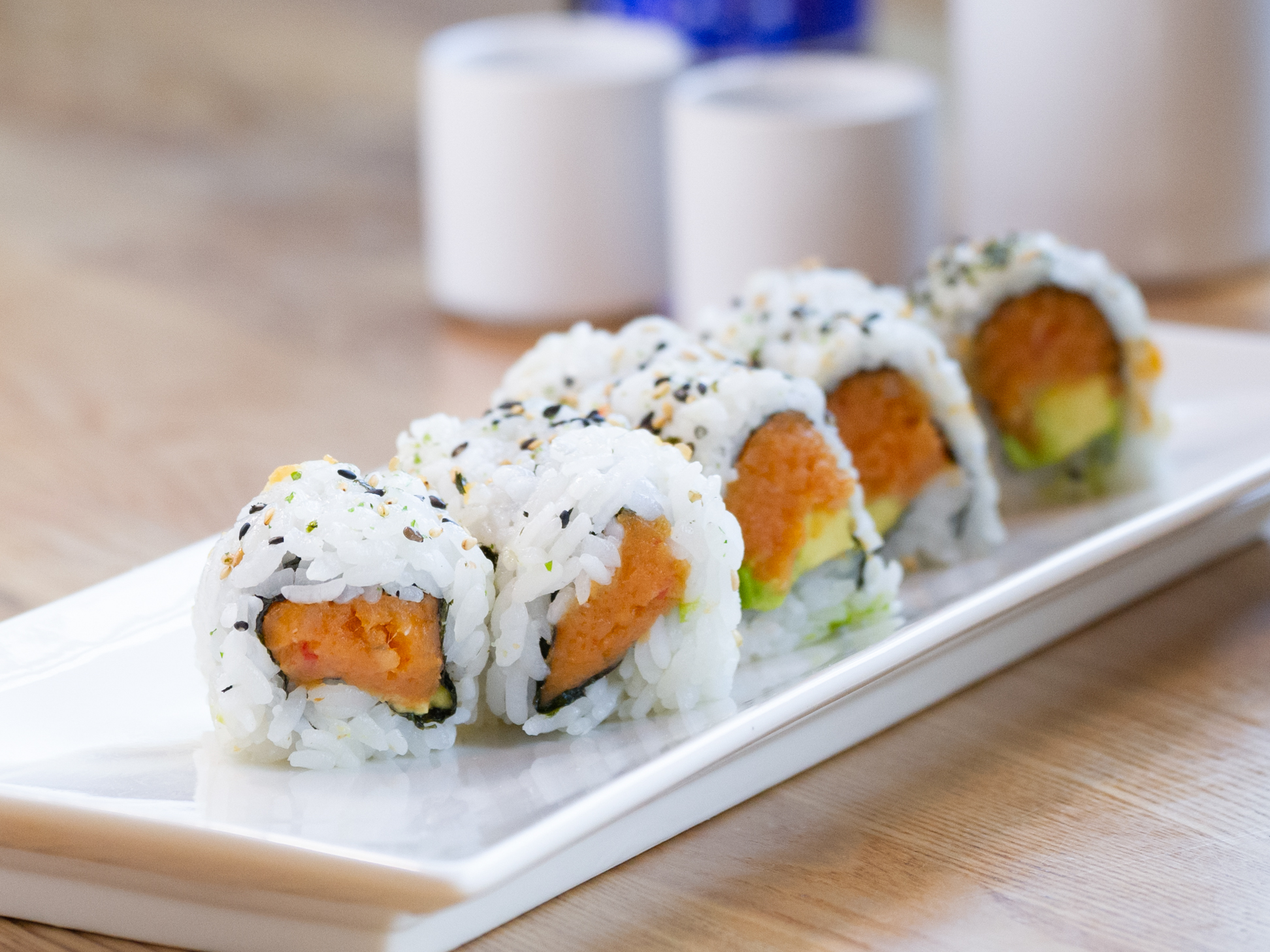Order Spicy Albacore Avocado Roll food online from Roll Call store, Los Angeles on bringmethat.com