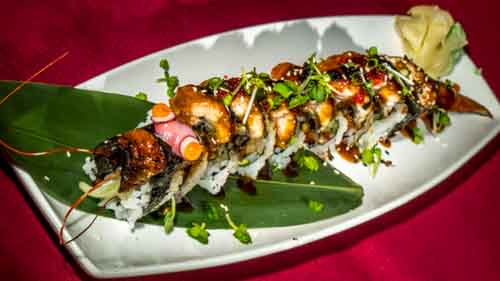 Order C11. Fire Dragon Roll food online from Koyoma Sushi store, Albuquerque on bringmethat.com