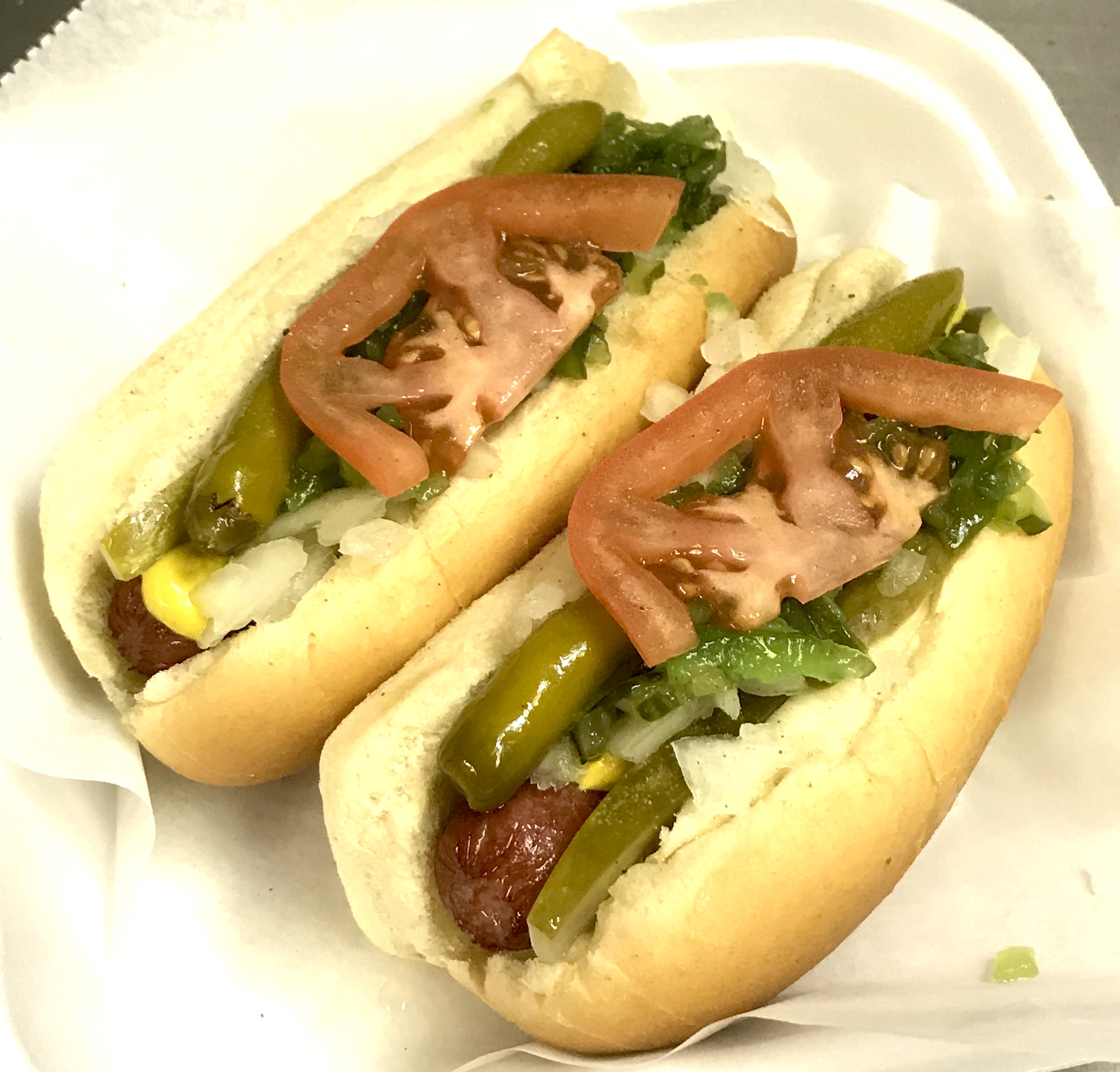 Order 2 Chicago Style Hot Dogs w/ Fries food online from Sal's Famous Cheesesteaks store, Justice on bringmethat.com
