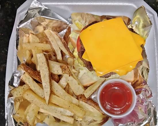 Order Deluxe cheeseburger  food online from AGAPE KITCHEN & PRALINES store, Humble on bringmethat.com