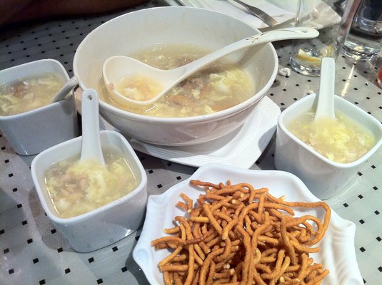 Order Egg Drop Soup with Ground Chicken food online from Pearl River Restaurant store, San Jose on bringmethat.com