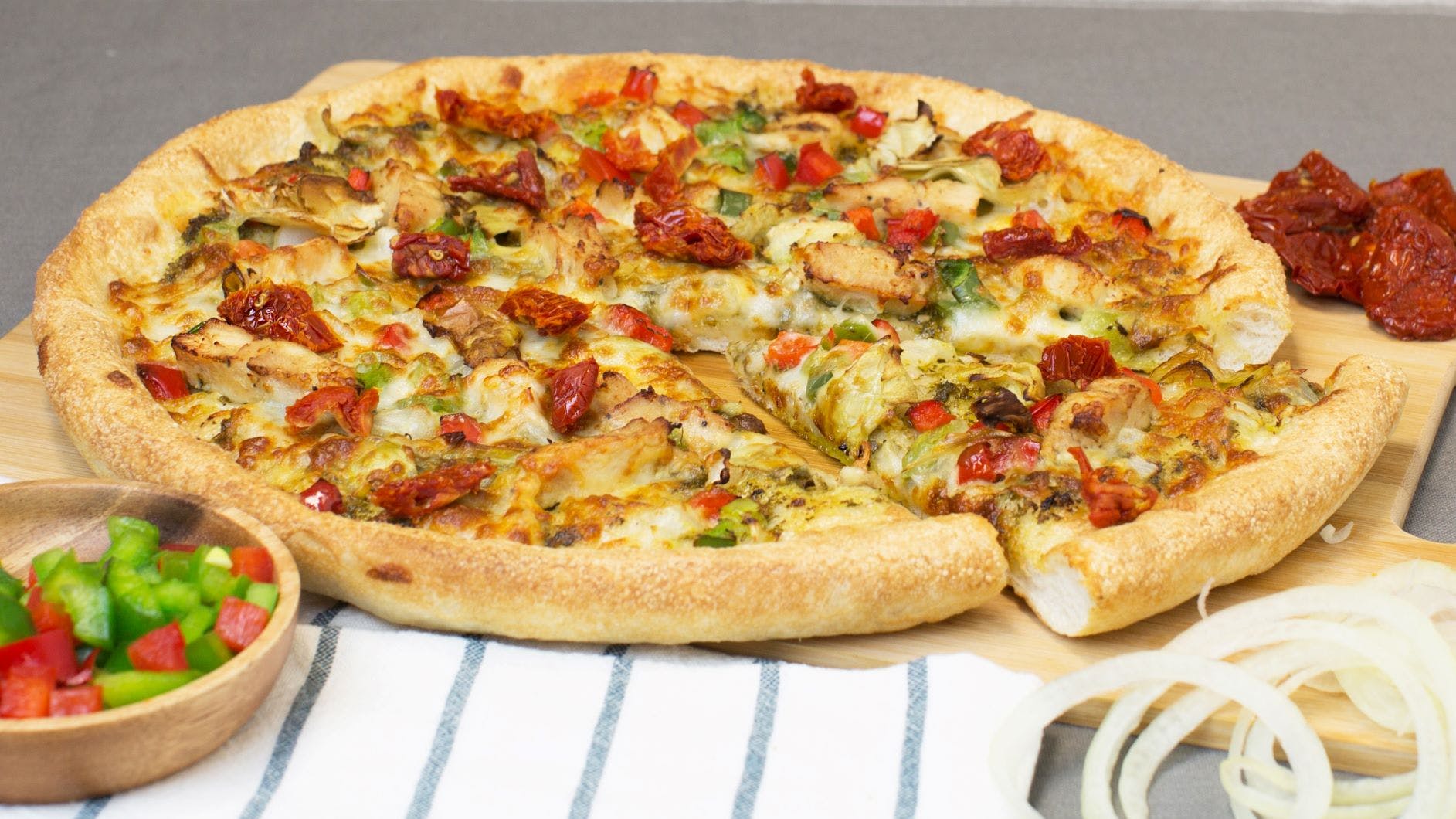 Order Pesto Lovers  Pizza - Personal 8'' food online from Sarpino's Pizzeria store, Houston on bringmethat.com