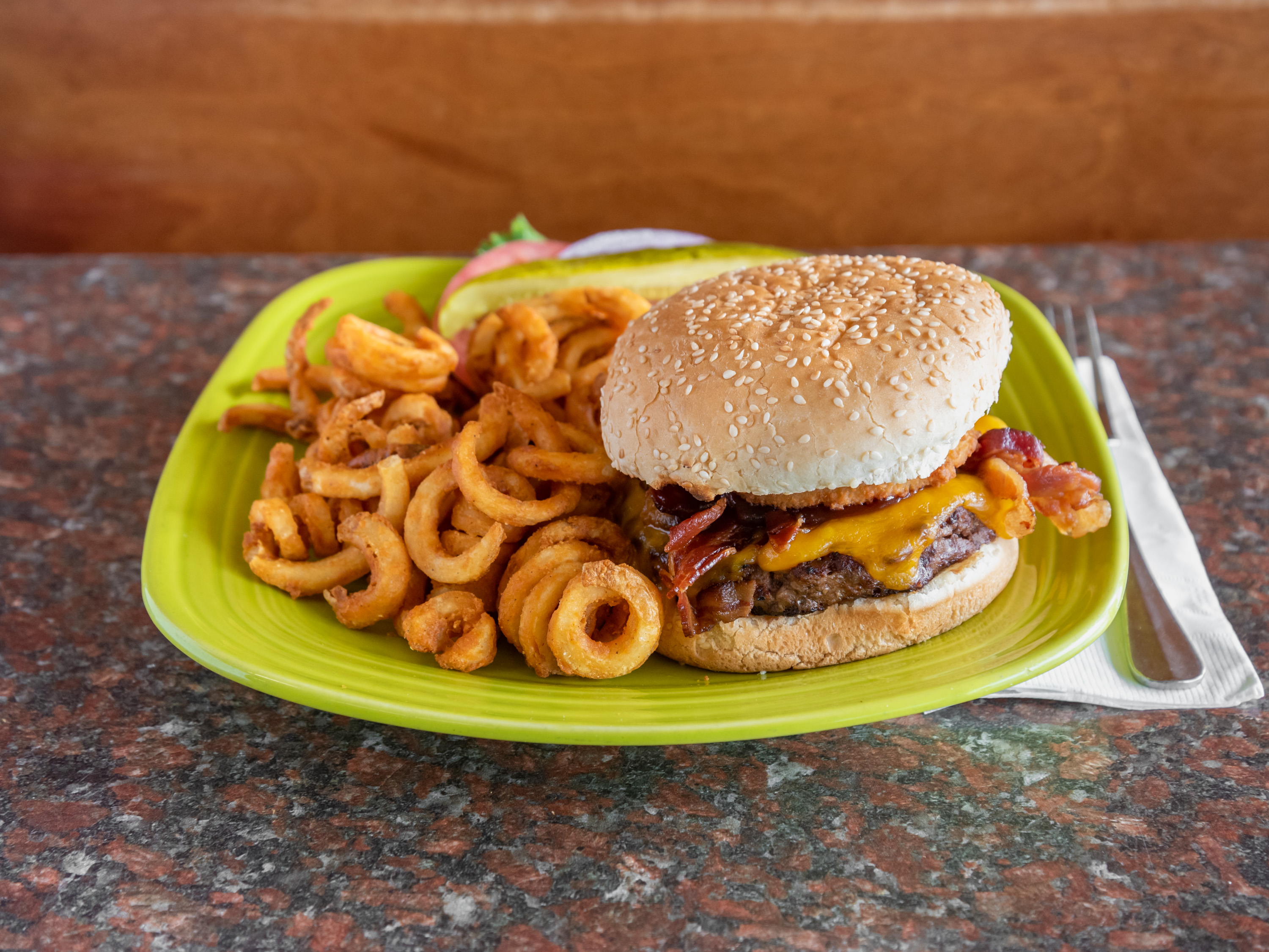 Order Bacon Cheddar BBQ Burger food online from Biksbees store, Bethel on bringmethat.com