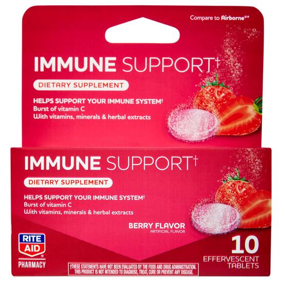 Order Rite Aid Immune Support Effervescent Tablets Berry (10 ct) food online from Rite Aid store, Warren on bringmethat.com