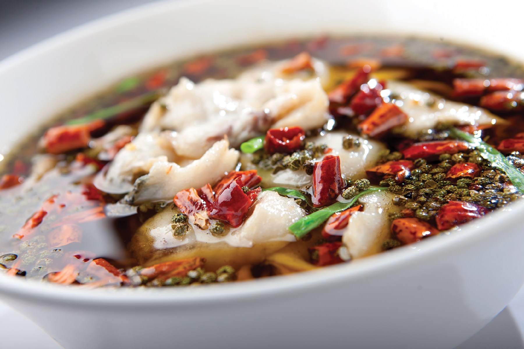 Order Hot Chili Oil Poached Sole Fillet 水煮龙利鱼 food online from Meizhou Dongpo store, Los Angeles on bringmethat.com