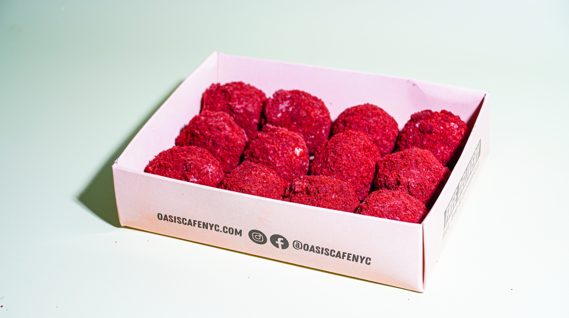 Order Red Velvet Truffle Dozen Box food online from Oasis Cafe store, Flushing on bringmethat.com