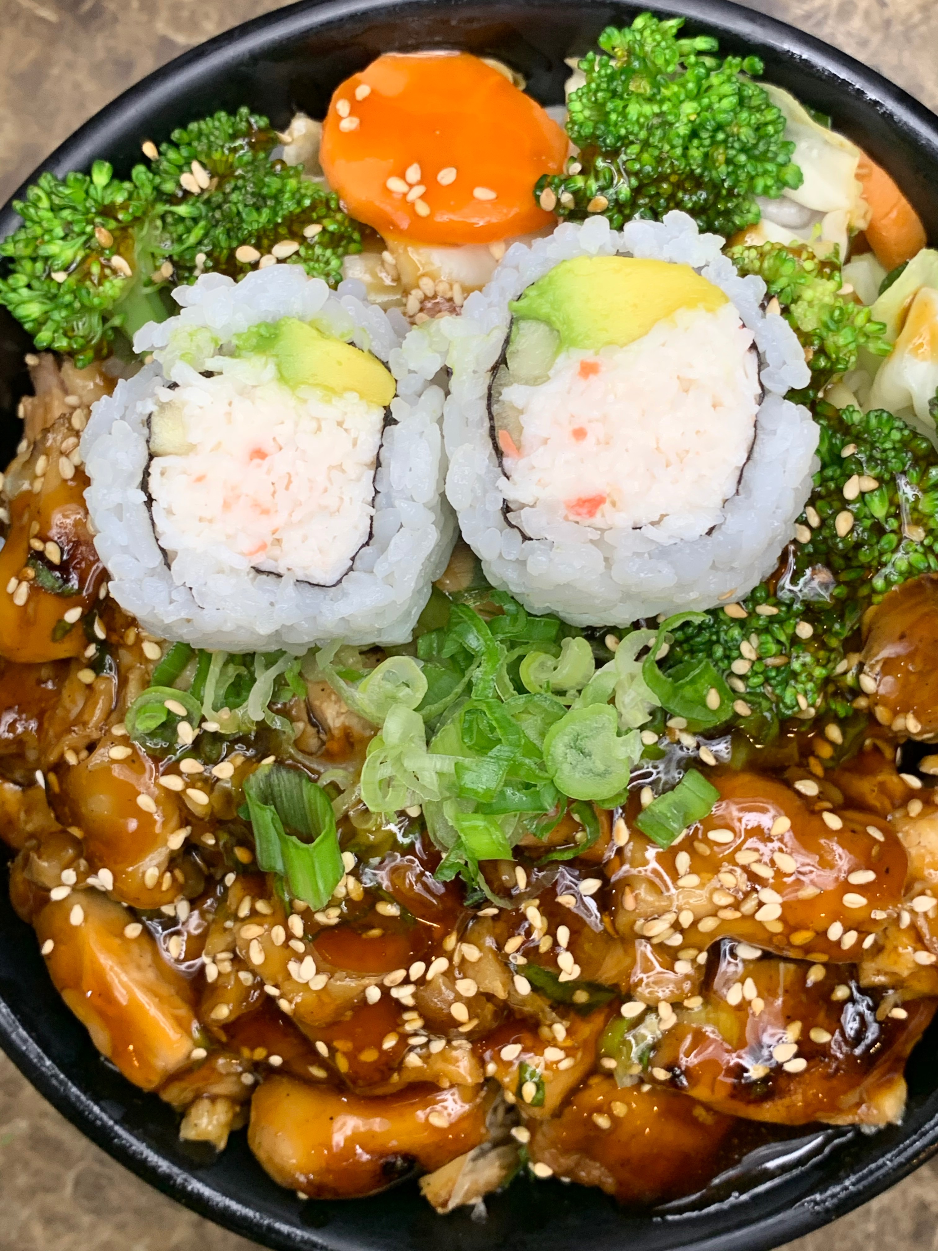 Order Chicken and California Roll(2pcs)Bowl food online from Sushi Q store, Los Angeles on bringmethat.com