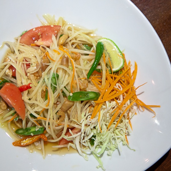 Order Papaya Salad food online from Issara Thai Cuisine store, Huntington Beach on bringmethat.com