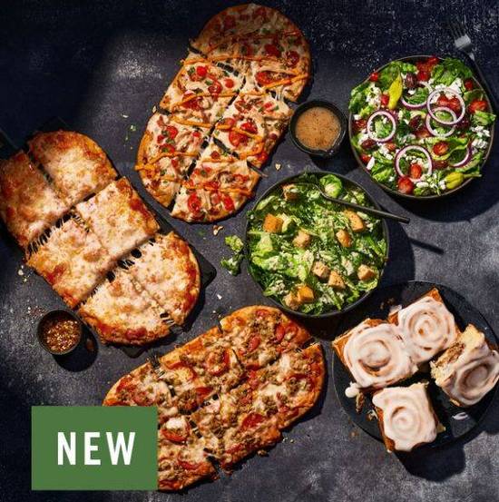 Order 3 Flatbread Pizza Family Feast with Vanilla Cinnamon Rolls food online from Panera store, Fayetteville on bringmethat.com