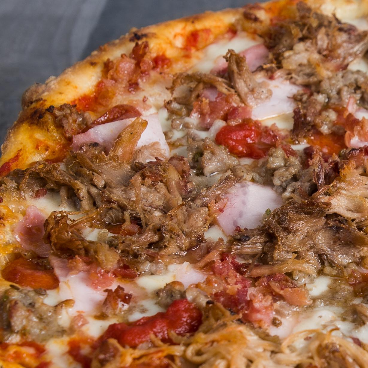 Order 12" Meat Lovers food online from Lucky Duck Pizza store, Waterford Township on bringmethat.com