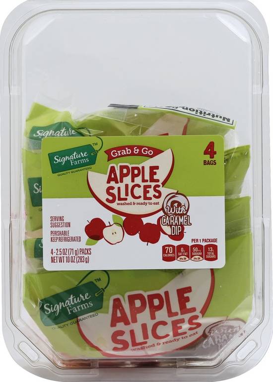Order Signature Farms · Apple Slices with Caramel Dip (4 x 2.5 oz) food online from Safeway store, Grass Valley on bringmethat.com