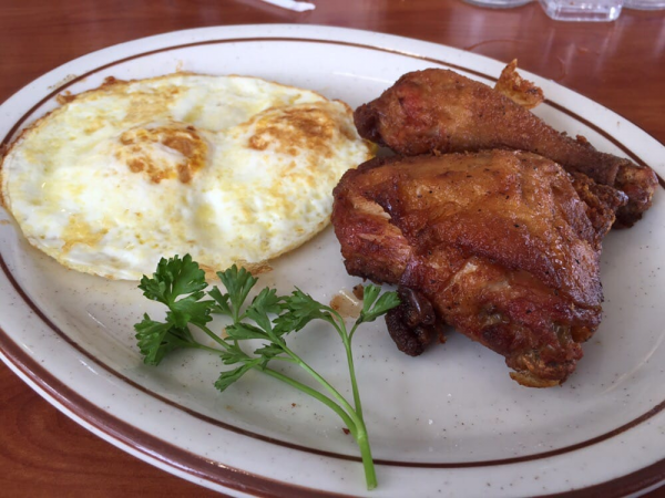 Order Chicken and 2 Eggs food online from Dinahs Family Restaurant store, Los Angeles on bringmethat.com