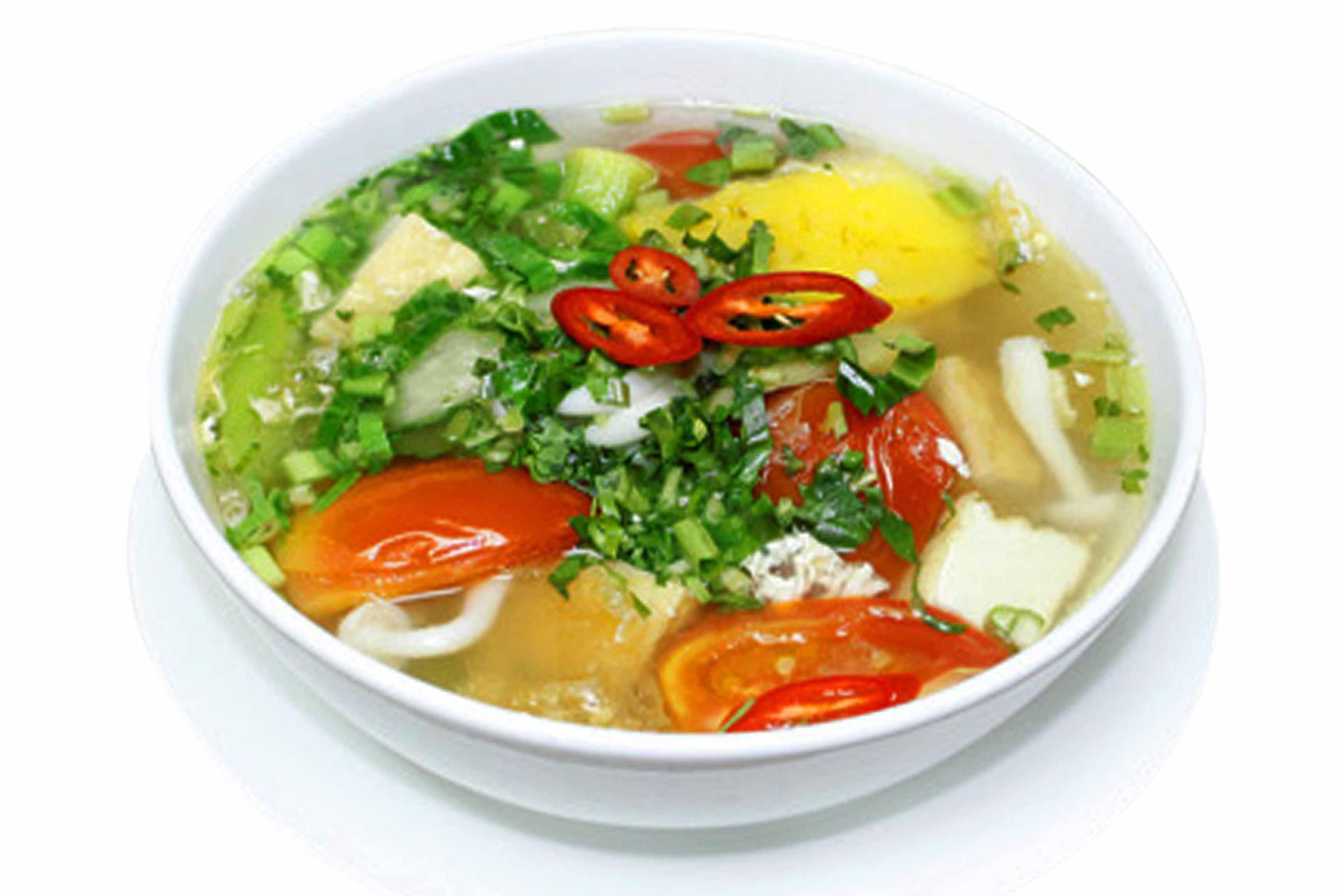 Order Vietnamese Hot and Sour Soup with Tofu (Canh chua đậu hủ) food online from Hello Saigon store, New York on bringmethat.com