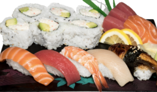 Order 4 Pieces Sushi, 4 Pieces Sashimi and 6 Pieces California Roll food online from Jin 28 store, Carol Stream on bringmethat.com