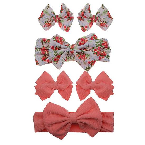 Order Capelli® New York 6-Piece Size 0-24M Hair Bows and Headbands Set in Coral food online from Bed Bath & Beyond store, Lancaster on bringmethat.com