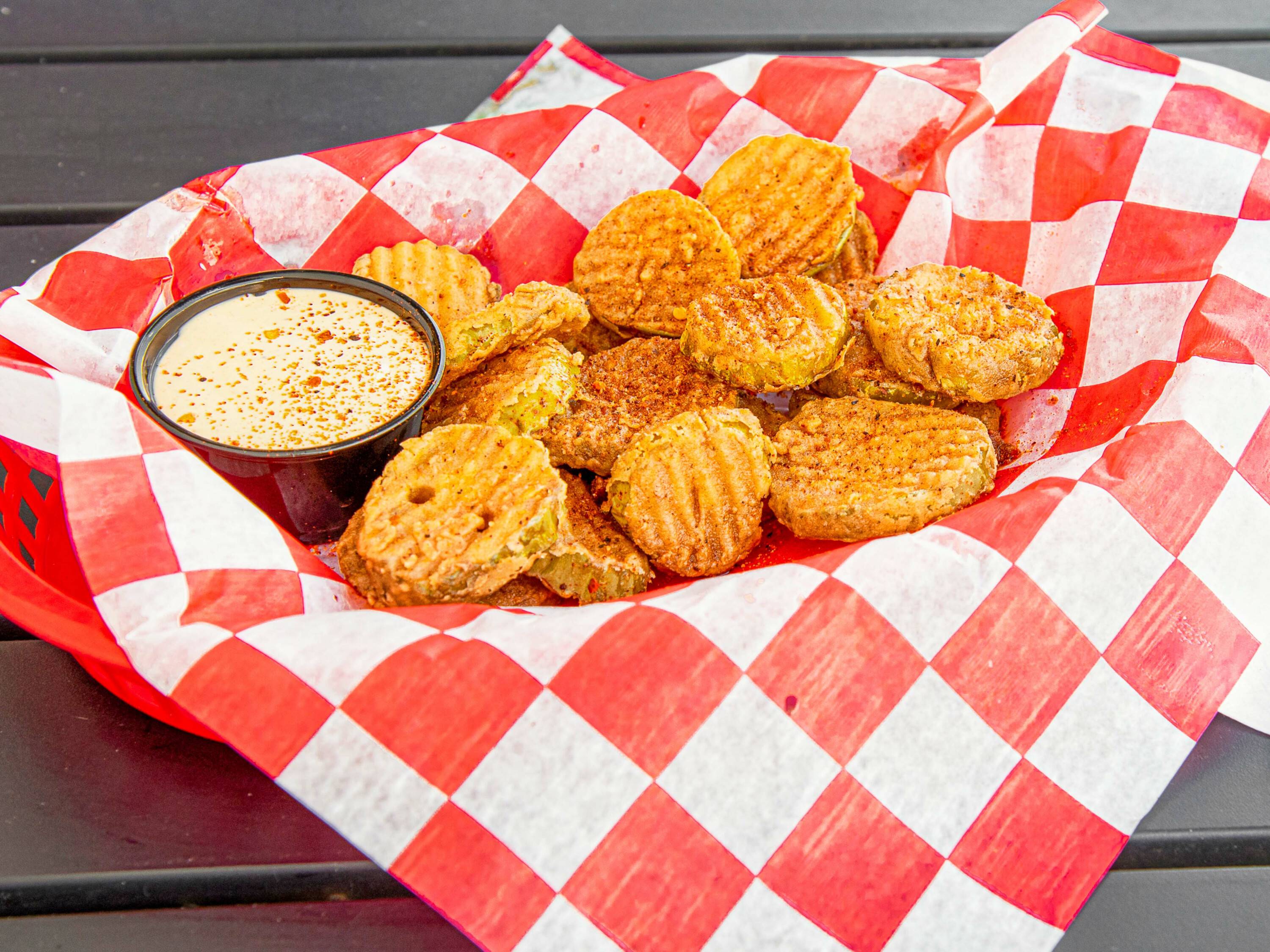 Order Hand Breaded Fried Pickles food online from American Smokehouse Stadium store, Jeffersonville on bringmethat.com