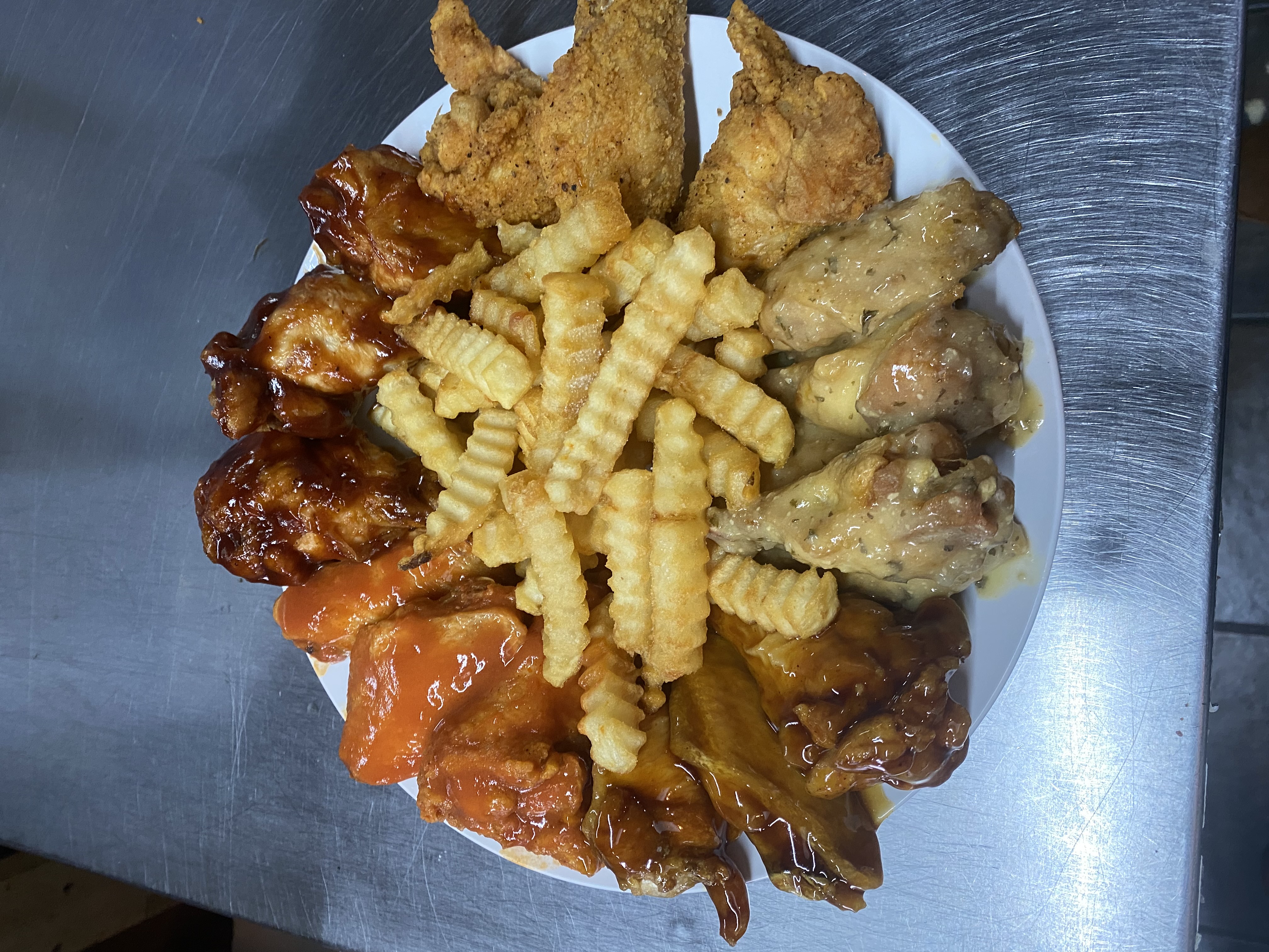 Order 6 Wings&Fry Combo food online from Hibachi Xpress Bar & Grill store, Akron on bringmethat.com
