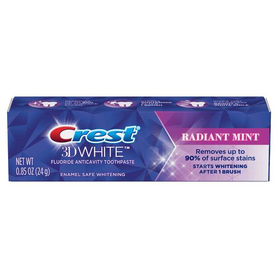 Order Crest 3D White, Whitening Toothpaste Radiant Mint, .85 oz food online from Cvs store, LANCASTER on bringmethat.com